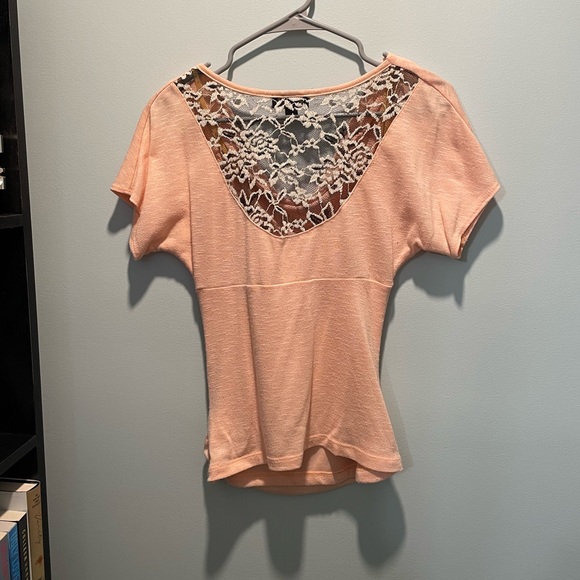 A. Byer pink lace back blouse- size S - Picture 2 of 3